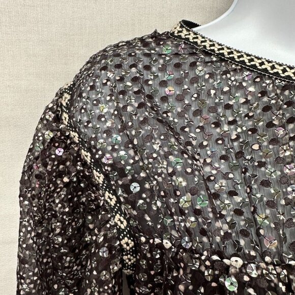 Maje Women's Long Sleeve Mini Dress Size 34/XS High Neck Sequin A-Line Orig $490 - Picture 5 of 16